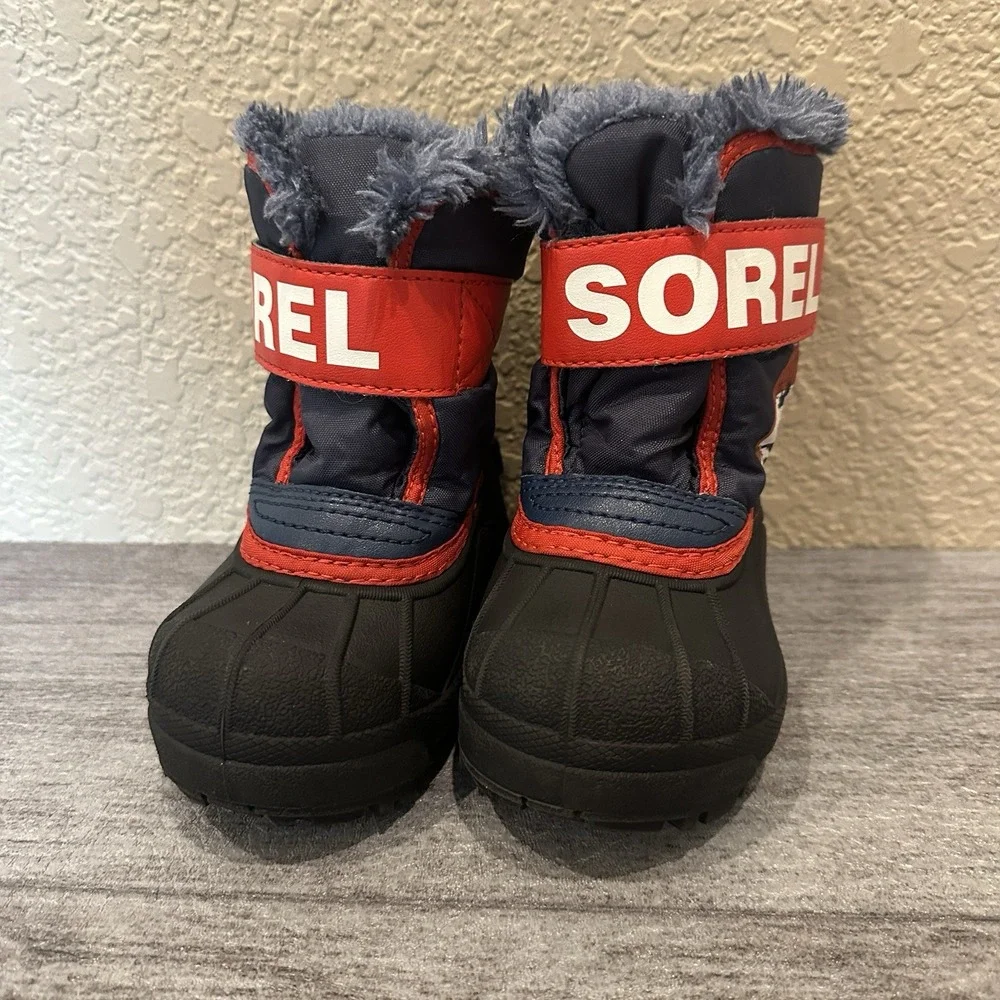 Sorel Toddler Commander Snow Boots Size 5 US Toddler Blue Red Hook And Loop